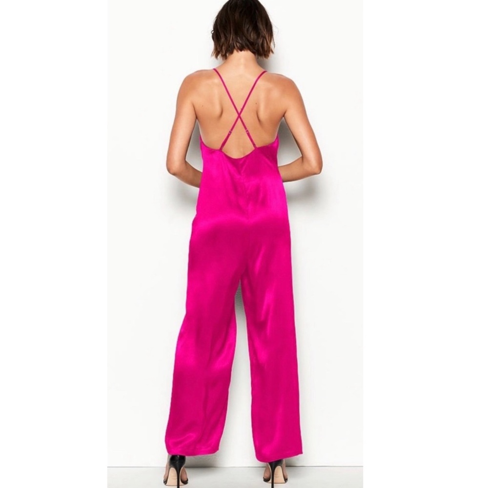 NWT Victoria’s Secret Satin Wide Leg Jumpsuit in Hot Pink